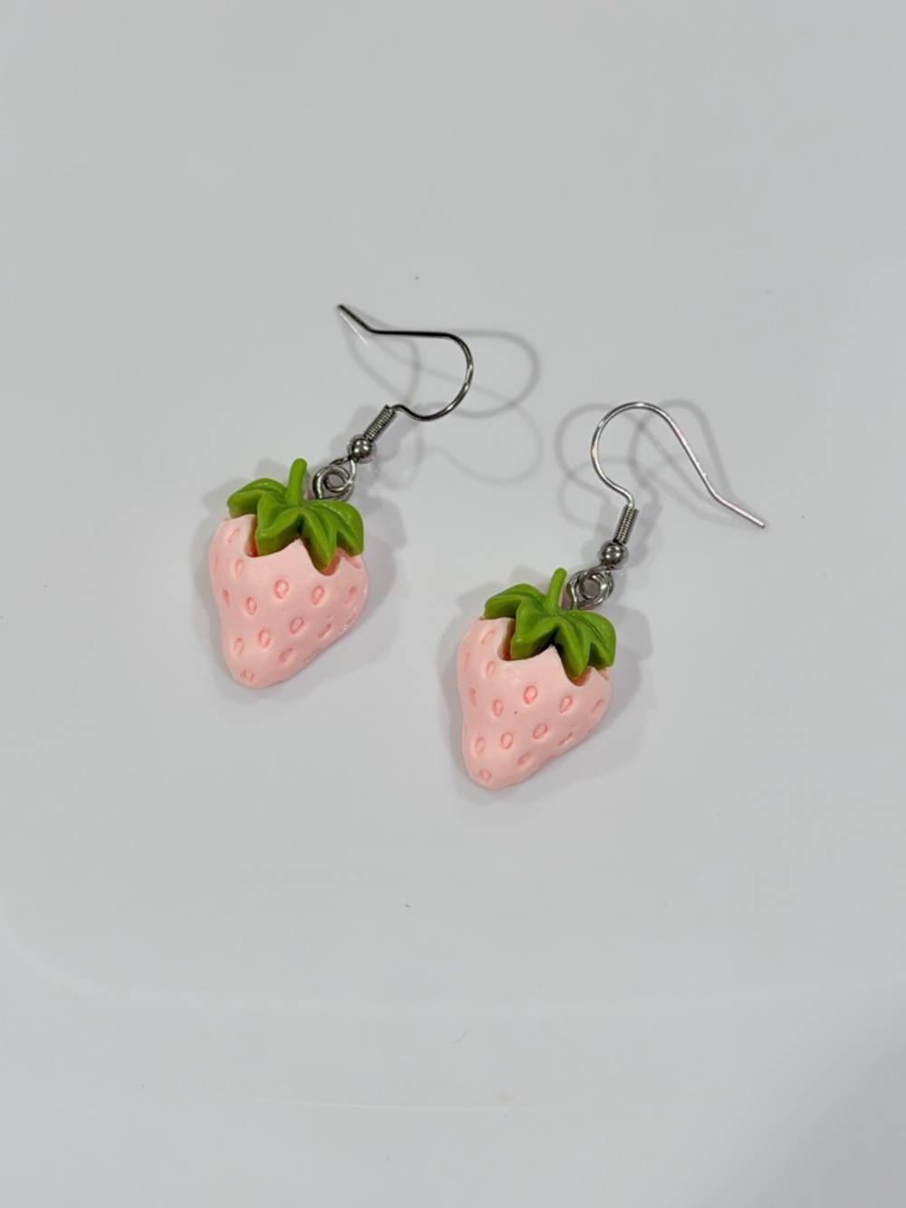 Pink Strawberry Food Art Resin Drop Kawaii Earrings